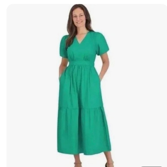 French Connection Dresses & Skirts - French Connection New Women's Puff Sleeve Maxi Dress Green Sz XS NWT